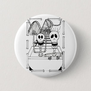 Cute Skeletons on Roller Coaster Ride  2 Inch Round Button
