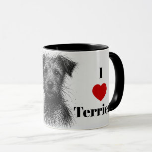Cute Sketched Terrier. I Love Terriers Personalize Mug