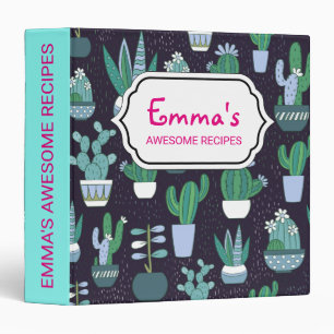 Cute sketchy illustration of cactus pattern binder