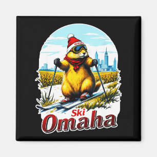 Cute ski adventure in omaha groundhog prairie dog magnet