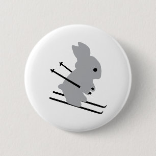 cute ski bunny snow skiing 2 inch round button