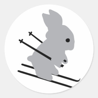 cute ski bunny  snow skiing classic round sticker