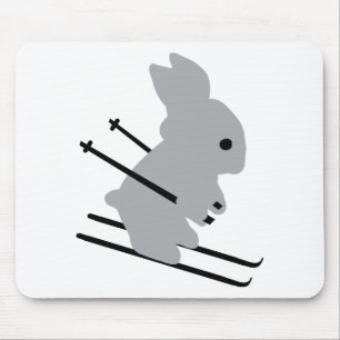 cute ski bunny snow skiing mouse pad