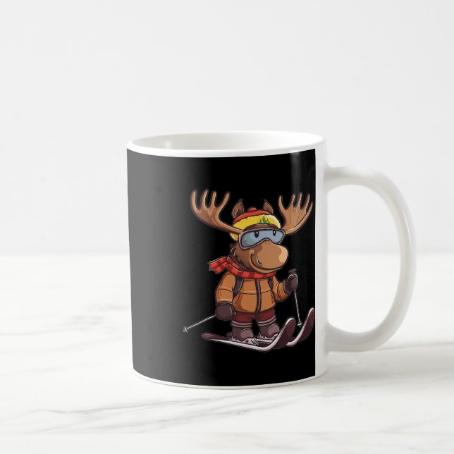Cute Skiing Moose  Coffee Mug (Right)