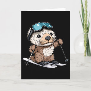 Cute Skiing Sea Otter Card