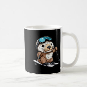 Cute skiing sea otter  coffee mug