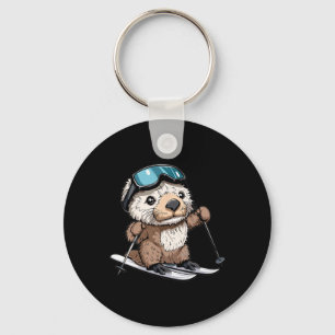 Cute Skiing Sea Otter  Keychain