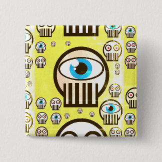 Cute skull & alien skulls design on button