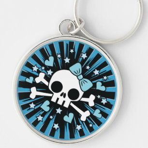 Cute Skull and Crossbones - Blue Keychain