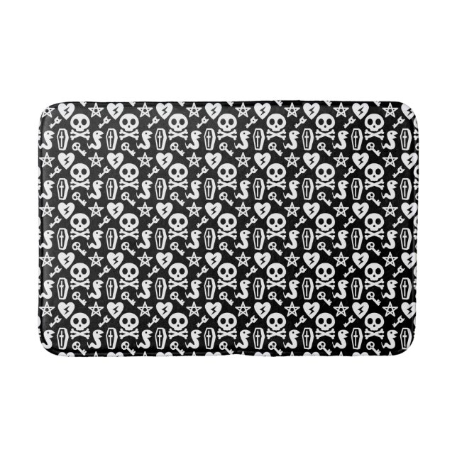 Cute Skull And Crossbones Halloween Pattern Bath Mat (Front)