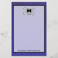 Cute Skull and Crossbones on Purple Background