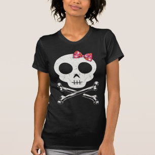 Cute Skull And Crossbones Pink Bow Tie Halloween S T-Shirt