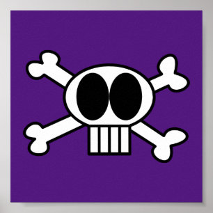 Cute Skull and Crossbones with Big Black Eyes Poster