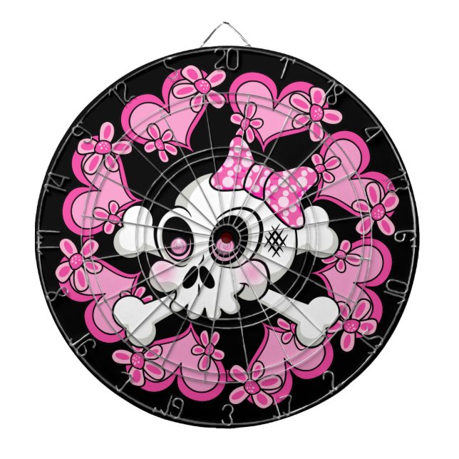 Cute Skull and Hearts Dartboard (Front)