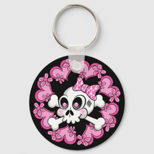 Cute Skull and Hearts Keychain