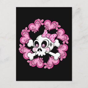 Cute Skull and Hearts Postcard
