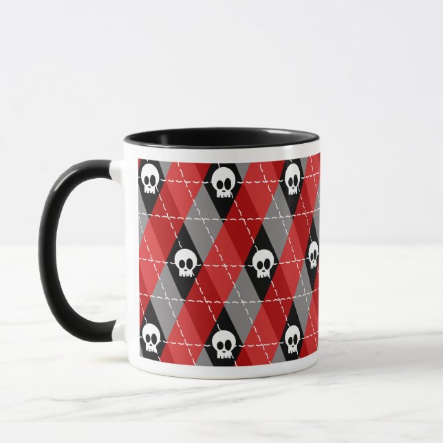 Cute Skull Argyle Pattern Mug (Left)