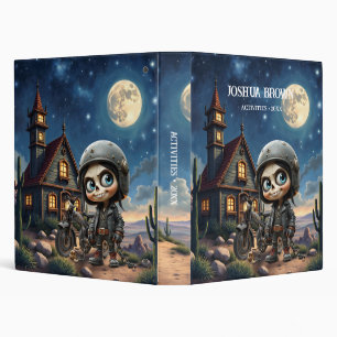 Cute Skull Biker Moonlit Ride Through the Desert Binder