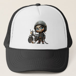 Cute Skull Biker Moonlit Ride Through the Desert Trucker Hat
