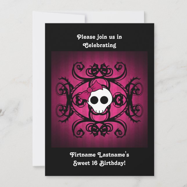 Cute skull birthday invitation (Front)