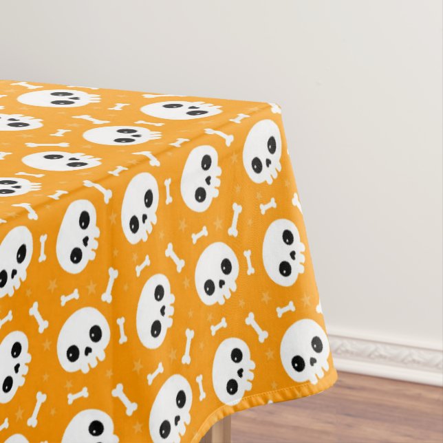 Cute Skull & Bones Halloween Pattern Tablecloth (In Situ)