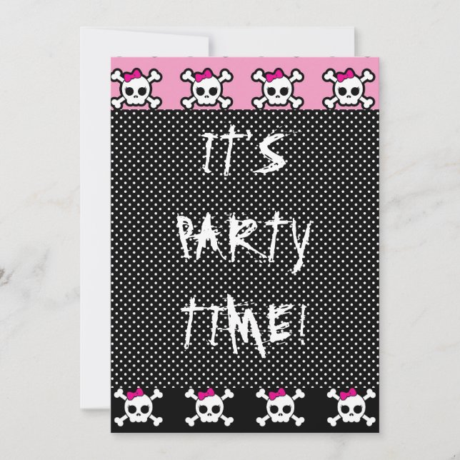 cute skull crossbones punk goth party invitation (Front)