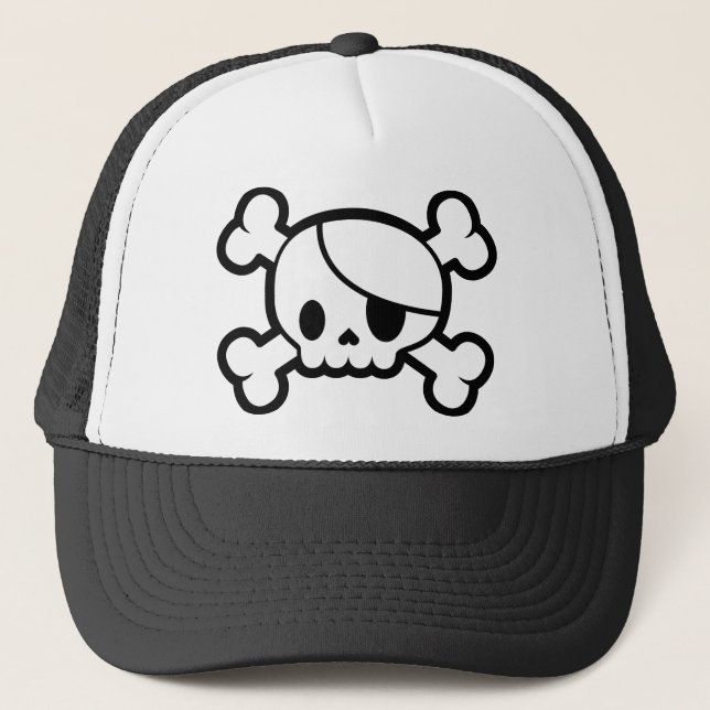 Cute Skull & Crossbones Trucker Hat (Front)