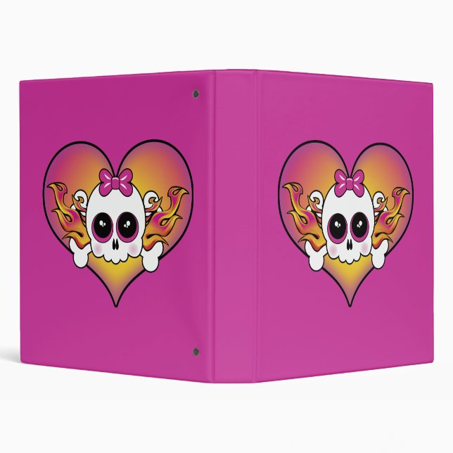 Cute Skull Heart Binder (Background)