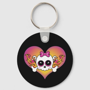 Cute Skull Heart Keychain