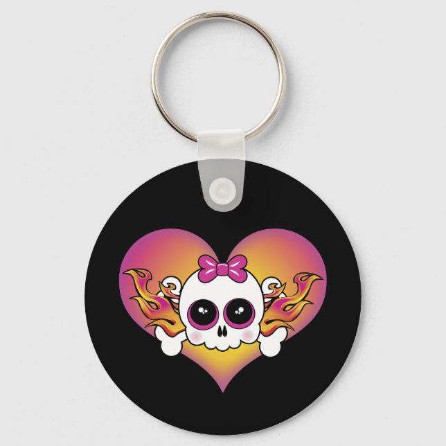 Cute Skull Heart Keychain (Front)