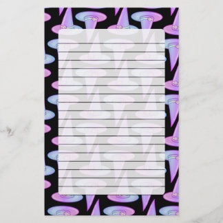 Cute Skull Witch Hat Purple Blue Drawing Pattern Stationery