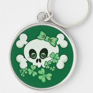 Cute Skull with Shamrocks Keychain