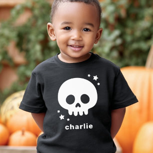Cute skull with stars and name kids Halloween Toddler T-shirt