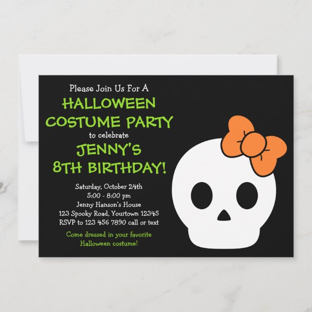 Cute SkullHalloween Invitation (Front)