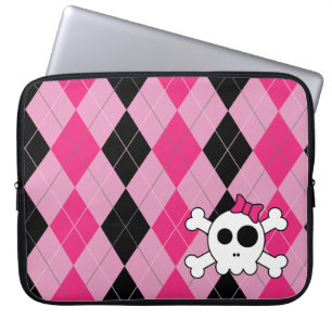 Cute Skully and Argyle Laptop Sleeve