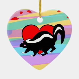 Cute Skunk Heart. Happy Anti-Valentines Day! Ceramic Ornament