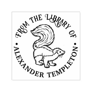 Cute Skunk Outline Library Book Name Self-inking Stamp