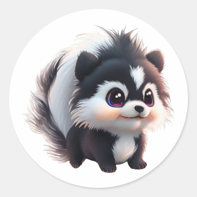 Cute skunk woodland animals forest friends  classic round sticker (Front)