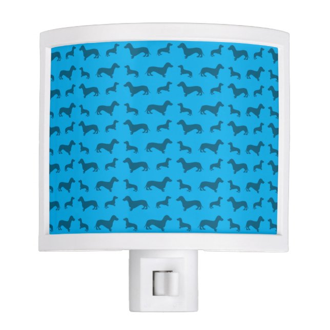 Cute sky blue dachshund pattern night lights (Front)