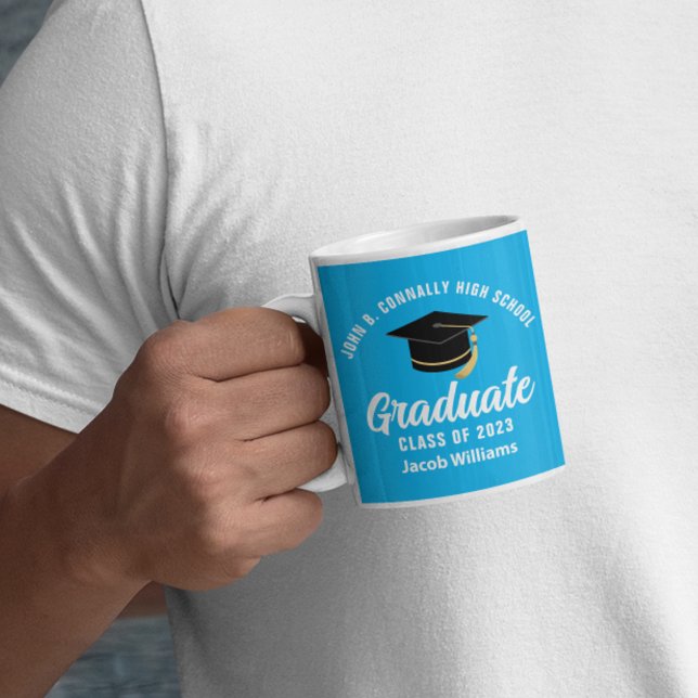 Cute Sky Blue Graduate Customized Graduation Coffee Mug (Creator Uploaded)