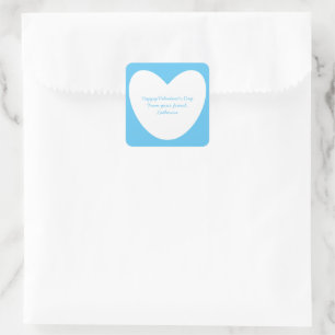 Cute sky blue heart classroom Valentine's Day Square Sticker