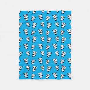 Cute sky blue panda pattern fleece blanket