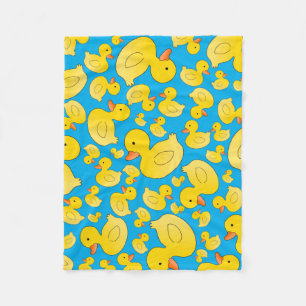 Cute sky blue rubber ducks fleece blanket