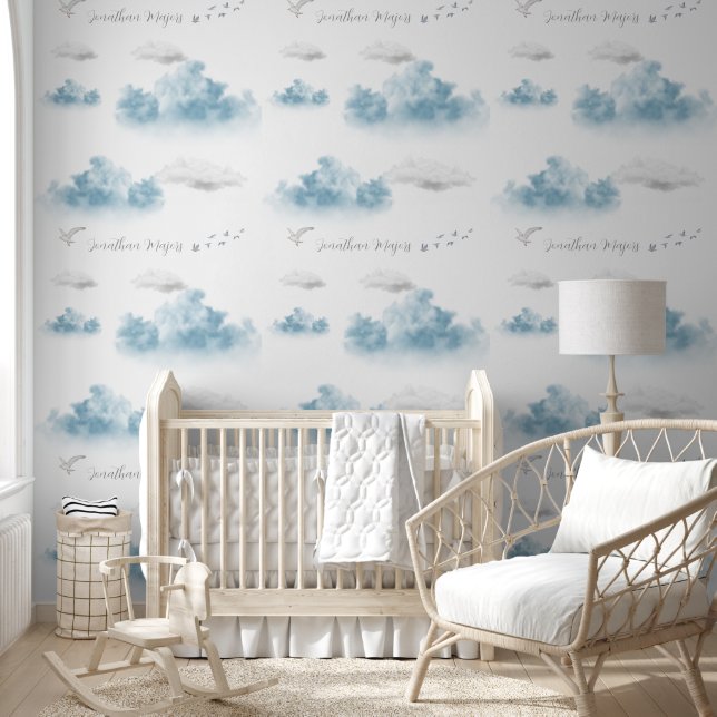 Cute sky blue white clouds wallpaper (Kids)