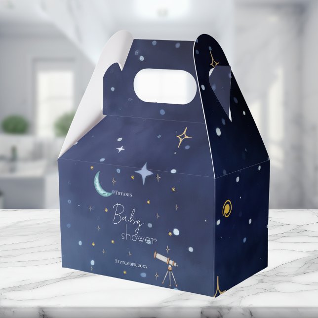 Cute Sky Moon & Stars Celestial Baby Shower  Favor Box (Creator Uploaded)