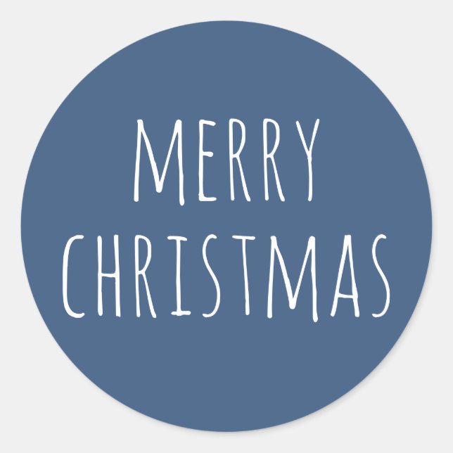 Cute Slate Blue Winter | Cozy Christmas Holiday Classic Round Sticker (Front)
