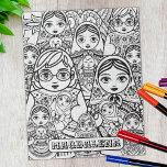 Cute Slavic Folk Art Nesting Dolls Adult Colouring Jigsaw Puzzle<br><div class="desc">Pretty nesting dolls family black and white Slavic folk art design for colouring with a customizable name for a unique personalized gift for any occasion.</div>
