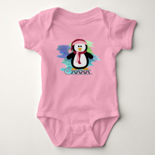 Cute Sled Penguin Abstract Baby Bodysuit