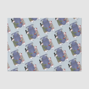 Cute Sledding Snow Couple Tissue Paper