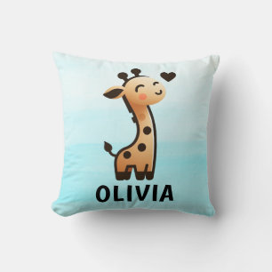 Cute Sleek Giraffe Personalized Throw Pillow